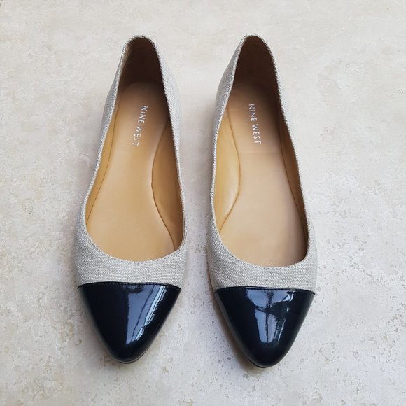 Nine West Black and Beige Pointed Flats - Picture 2 of 8